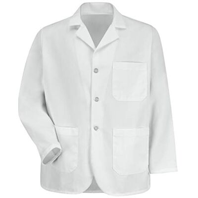 Red Kap Men's Notch Collar Lapel Counter Coat, White, Medium Red Kap Men's Notch Collar Lapel Counter Coat, White, Medium