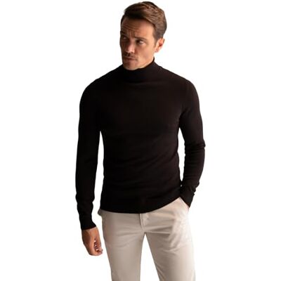 DeFacto Pull en tricot à manches longues et col rond pour homme, coupe ajustée, noir, XXL, Noir, XXL DeFacto Pull en tricot à manches longues et col rond pour homme, coupe ajustée, noir, XXL, Noir, XXL