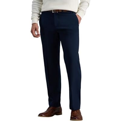 Haggar Men's Premium No Iron Khaki Straight Fit & Slim Fit Flat Front Casual Pant, Dark Navy, 30W x 32L Haggar Men's Premium No Iron Khaki Straight Fit & Slim Fit Flat Front Casual Pant, Dark Navy, 30W x 32L