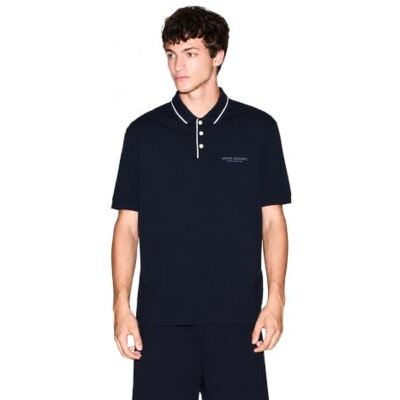 Giorgio Armani Essential, Striped Collar Side Milano-new York Logo Lettering Polo Homme (lot de 1) Giorgio Armani Essential, Striped Collar Side Milano-new York Logo Lettering Polo Homme (lot de 1)