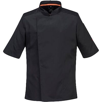 Portwest C738 Veste De Chef Professionnelle À Mailles Aérées Pour Hommes Noir, S Portwest C738 Veste De Chef Professionnelle À Mailles Aérées Pour Hommes Noir, S