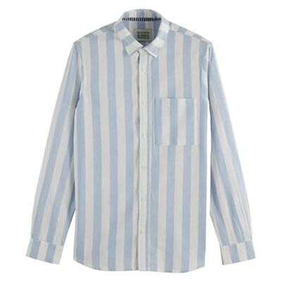 Scotch & Soda Yarn-dyed Linen Blend Striped Regular Fit Shirt T-shirt Homme Scotch & Soda Yarn-dyed Linen Blend Striped Regular Fit Shirt T-shirt Homme