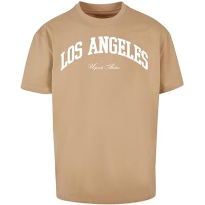Upscale T-shirt unisexe L.A. College Oversize Tee imprimé, coupe surdimensionnée, streetwear, Beige union, XS Upscale T-shirt unisexe L.A. College Oversize Tee imprimé, coupe surdimensionnée, streetwear, Beige union, XS