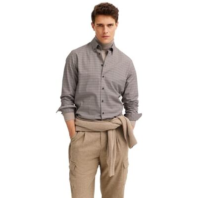 bugatti Chemise à manches longues pour homme avec col boutonné en coton, 90 Marron, 3XL bugatti Chemise à manches longues pour homme avec col boutonné en coton, 90 Marron, 3XL