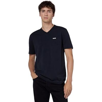 Boss T-Shirt à Manches Courtes en Coton avec Petit Logo pour Homme, Bleu Marine, Taille M Boss T-Shirt à Manches Courtes en Coton avec Petit Logo pour Homme, Bleu Marine, Taille M