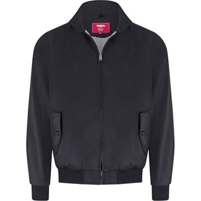 Merc of London Veste Harrington en Sergé Noir pour Homme Gardners, S, Noir, S Merc of London Veste Harrington en Sergé Noir pour Homme Gardners, S, Noir, S