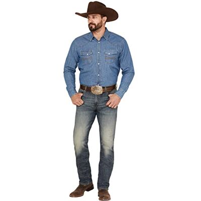 Wrangler Retro Slim Fit Straight Leg Jean, Dark Knight Stretch, 38W x 34L Wrangler Retro Slim Fit Straight Leg Jean, Dark Knight Stretch, 38W x 34L