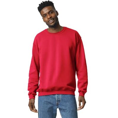 Gildan Sweat-Shirt à col Rond en Polaire Maillot de survêtement, Mat, Rouge, L Homme Gildan Sweat-Shirt à col Rond en Polaire Maillot de survêtement, Mat, Rouge, L Homme