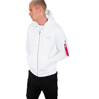 Alpha Sweat à capuche zippé pour homme, Blanc., XL Alpha Sweat à capuche zippé pour homme, Blanc., XL