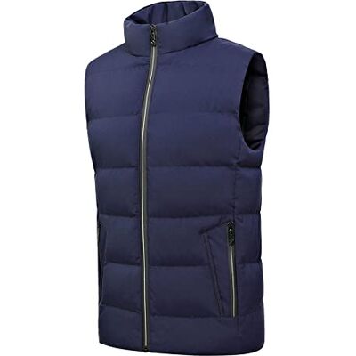 ASDFY Gilet sans manches pour homme avec col montant matelassé Bleu Décontracté Tendance Coupe-vent Fermeture éclair Pour homme et adolescent ASDFY Gilet sans manches pour homme avec col montant matelassé Bleu Décontracté Tendance Coupe-vent Fermeture éclair Pour homme et adolescent