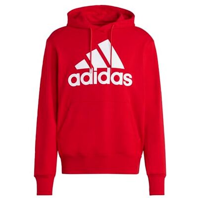 adidas Homme Essentials French Terry Big Logo Hoodie, Better Scarlet/White, M adidas Homme Essentials French Terry Big Logo Hoodie, Better Scarlet/White, M