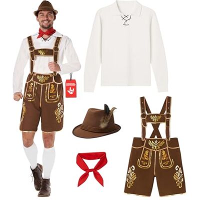 Morph Costume Bavarois Lederhosen, Tenue Oktoberfest Allemande, Déguisement Traditionnel Bavarois 3XL Morph Costume Bavarois Lederhosen, Tenue Oktoberfest Allemande, Déguisement Traditionnel Bavarois 3XL