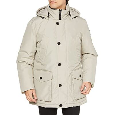 Boss Hommes Osiass Parka Relaxed Fit en Tissu Ottoman, Gris ouvert., 68 Boss Hommes Osiass Parka Relaxed Fit en Tissu Ottoman, Gris ouvert., 68