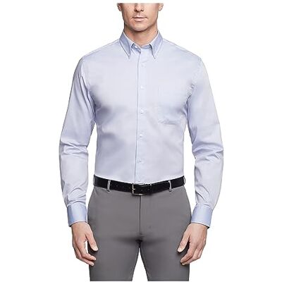 Van Heusen mens Men's Pinpoint Regular Fit Solid Button Down Collar dress shirts, Blue, 16.5 Neck 36-37 Sleeve US Van Heusen mens Men's Pinpoint Regular Fit Solid Button Down Collar dress shirts, Blue, 16.5 Neck 36-37 Sleeve US