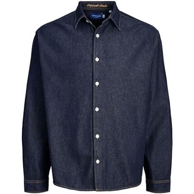 JACK & JONES Jornorrebro Ls Noos T-shirt en denim, Bleu foncé denim, XL JACK & JONES Jornorrebro Ls Noos T-shirt en denim, Bleu foncé denim, XL