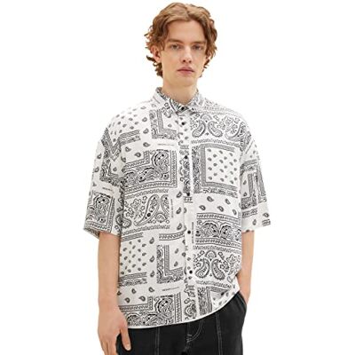 TOM TAILOR Denim Chemise à manches courtes pour homme Motif cachemire, 31856 Imprimé cachemire blanc, XXL TOM TAILOR Denim Chemise à manches courtes pour homme Motif cachemire, 31856 Imprimé cachemire blanc, XXL