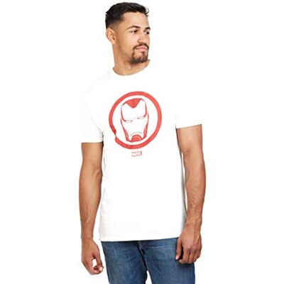Marvel Iron Man Emblem-T Shirt, Blanc (White Wht), XL Marvel Iron Man Emblem-T Shirt, Blanc (White Wht), XL