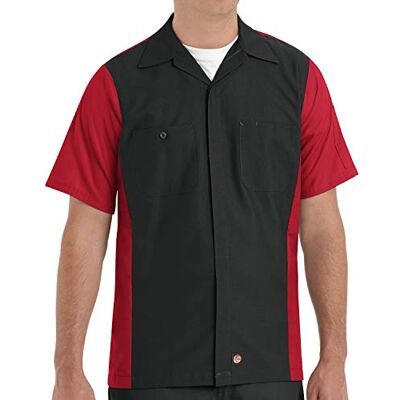 Red Kap Men's Crew Shirt, Black/Red, Short Sleeve 2X-Large Long Red Kap Men's Crew Shirt, Black/Red, Short Sleeve 2X-Large Long