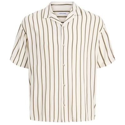 JACK & JONES Jjejeff Resort Stripe Shirt Ss Pls Grande taille, Vert olive, 5XL JACK & JONES Jjejeff Resort Stripe Shirt Ss Pls Grande taille, Vert olive, 5XL