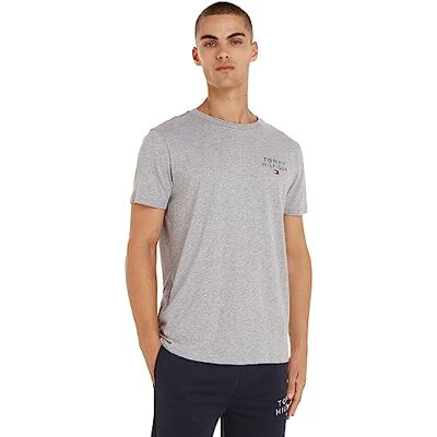 Tommy Hilfiger T-shirt à manches courtes et col rond pour homme, Gris (gris clair chiné), M Tommy Hilfiger T-shirt à manches courtes et col rond pour homme, Gris (gris clair chiné), M