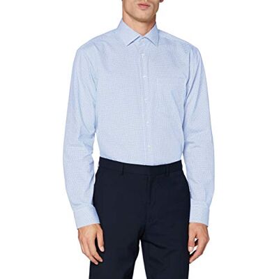 seidensticker Chemise business pour homme Chemise sans repassage avec coupe droite Coupe droite Manches longues Col Kent Carreaux Poche poitrine 100% coton, Bleu clair (12)., 48 seidensticker Chemise business pour homme Chemise sans repassage avec coupe droite Coupe droite Manches longues Col Kent Carreaux Poche poitrine 100% coton, Bleu clair (12)., 48