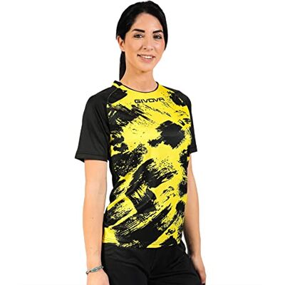 Givova Shirt Art Interlock unisexe, jaune/noir, XXS Givova Shirt Art Interlock unisexe, jaune/noir, XXS