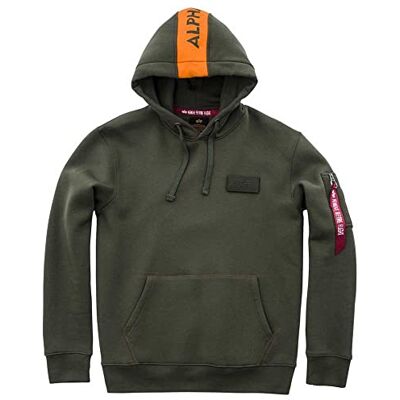 Alpha Indutries Red Stripe Hoody Sweat À Capuche pour Homme Sweatshirt, Dark Green, M Alpha Indutries Red Stripe Hoody Sweat À Capuche pour Homme Sweatshirt, Dark Green, M
