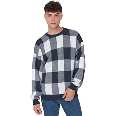 Trendyol Pull oversize à carreaux à col rond Maillot de survêtement Homme (lot de 1) Trendyol Pull oversize à carreaux à col rond Maillot de survêtement Homme (lot de 1)