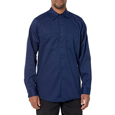 Red Kap Men's Wrinkle-Resistant Cotton Work Shirt, Navy, Long Medium Red Kap Men's Wrinkle-Resistant Cotton Work Shirt, Navy, Long Medium