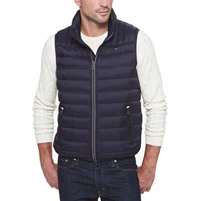 Tommy Hilfiger Gilet en duvet léger matelassé pour homme, Noir, XXL Tommy Hilfiger Gilet en duvet léger matelassé pour homme, Noir, XXL