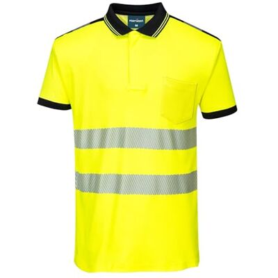 Portwest T180 Polo HV PW3 Tissu Absorbant L'humidité Boucle D'attache Léger Jaune/Noir, 2XL, EN ISO 20471 Classe 2, UPF 35, Fentes Latérales, Poche Poitrine, Coupe Standard, Confort Coton Portwest T180 Polo HV PW3 Tissu Absorbant L'humidité Boucle D'attache Léger Jaune/Noir, 2XL, EN ISO 20471 Classe 2, UPF 35, Fentes Latérales, Poche Poitrine, Coupe Standard, Confort Coton
