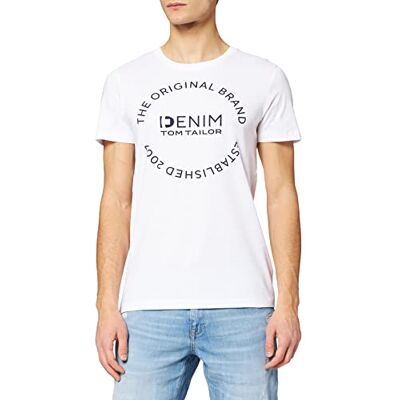 TOM TAILOR Denim Hommes Sweat à capuche décontracté avec impression arrière 1032770, 11486 Brunnera Blue, XXL TOM TAILOR Denim Hommes Sweat à capuche décontracté avec impression arrière 1032770, 11486 Brunnera Blue, XXL