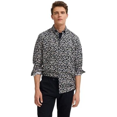 bugatti Chemise à manches longues pour homme avec col boutonné en coton, 150-mousse, M bugatti Chemise à manches longues pour homme avec col boutonné en coton, 150-mousse, M