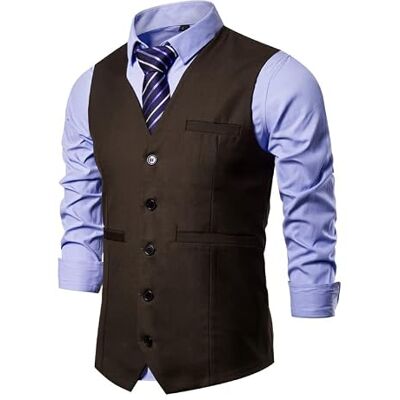GRFIT Gilet de costume tendance pour homme Gilet ajusté de costume solide décontracté grand pour homme GRFIT Gilet de costume tendance pour homme Gilet ajusté de costume solide décontracté grand pour homme