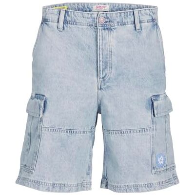 JACK & JONES Short en jean pour homme Coupe ample, bleu denim, S JACK & JONES Short en jean pour homme Coupe ample, bleu denim, S