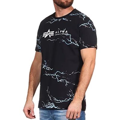 Alpha T-shirt à manches courtes Lightning AOP pour homme, noir/blanc, XXL Alpha T-shirt à manches courtes Lightning AOP pour homme, noir/blanc, XXL