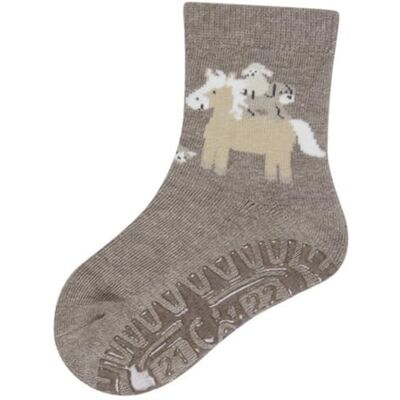 Sterntaler Carrelage Chaussettes anti-bolides Air Ferme, Marron chiné, 23-24 Sterntaler Carrelage Chaussettes anti-bolides Air Ferme, Marron chiné, 23-24