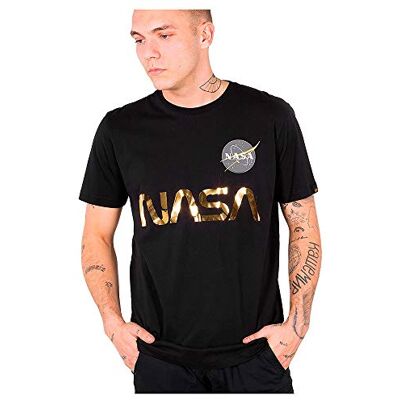 Alpha NASA Reflective T T-Shirt Manches Courtes Homme, Black/Gold, XS Alpha NASA Reflective T T-Shirt Manches Courtes Homme, Black/Gold, XS