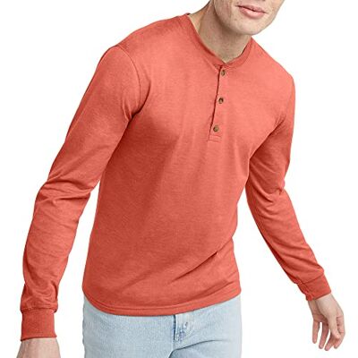 Hanes Originals, Henley Da Uomo A Maniche Lunghe In Cotone Chemise Henley Homme Hanes Originals, Henley Da Uomo A Maniche Lunghe In Cotone Chemise Henley Homme