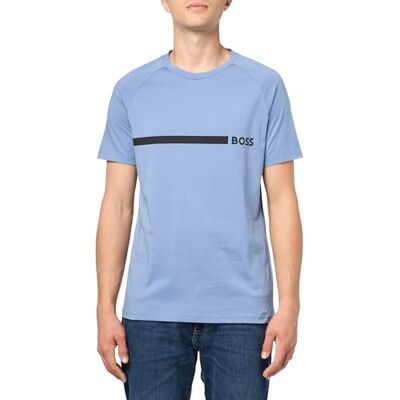 Boss Repeat Logo Cotton T-shirt pour homme, Baie bleue clair, S Boss Repeat Logo Cotton T-shirt pour homme, Baie bleue clair, S