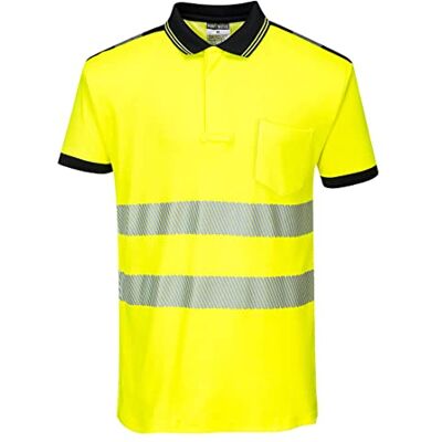 Portwest T180 Polo HV PW3 Tissu Absorbant L'humidité Boucle D'attache Léger Jaune/Noir, 2XL, EN ISO 20471 Classe 2, UPF 35, Fentes Latérales, Poche Poitrine, Coupe Standard, Confort Coton Portwest T180 Polo HV PW3 Tissu Absorbant L'humidité Boucle D'attache Léger Jaune/Noir, 2XL, EN ISO 20471 Classe 2, UPF 35, Fentes Latérales, Poche Poitrine, Coupe Standard, Confort Coton