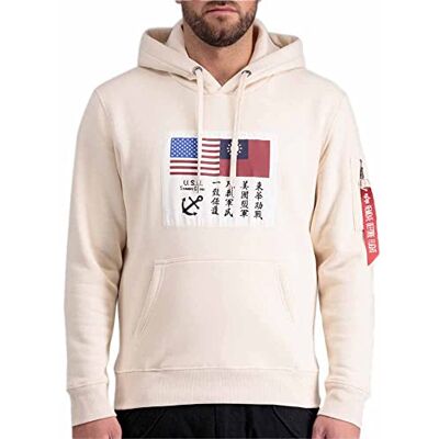 Alpha USN Blood Chit Sweat à capuche unisexe pour adulte, Blanc (Jet Stream White), M Alpha USN Blood Chit Sweat à capuche unisexe pour adulte, Blanc (Jet Stream White), M
