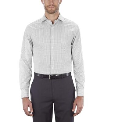 Van Heusen Men's Regular Fit Flex Collar Check Shirt, Grey Pearl, 18.5" Neck 32"-33" Sleeve Van Heusen Men's Regular Fit Flex Collar Check Shirt, Grey Pearl, 18.5" Neck 32"-33" Sleeve