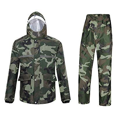 Ynport Crefreak Combinaison camouflage imperméable pour homme/femme, veste de pluie à capuche, tenue d’extérieur, vert militaire, 3XL Ynport Crefreak Combinaison camouflage imperméable pour homme/femme, veste de pluie à capuche, tenue d’extérieur, vert militaire, 3XL