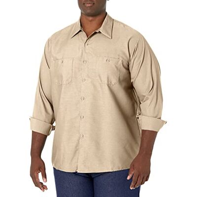 Red Kap Men's Industrial Work Shirt, Regular Fit, Long Sleeve, Light Tan, Small Red Kap Men's Industrial Work Shirt, Regular Fit, Long Sleeve, Light Tan, Small