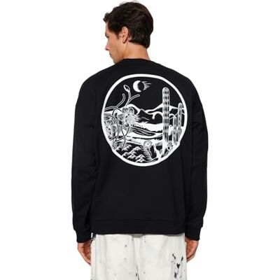 Trendyol Sweat-shirt Oversize À Col Rond Imprimé Paysage Maillot de survêtement Homme (lot de 1) Trendyol Sweat-shirt Oversize À Col Rond Imprimé Paysage Maillot de survêtement Homme (lot de 1)