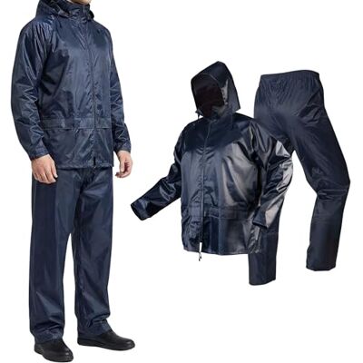 NEO TOOLS Ensemble de pluie pour homme, manteau de pluie avec capuche et pantalon de pluie, taille M à XXXL, coutures soudées, fermetures éclair et poches protégées de l'eau, ouvertures d'aération NEO TOOLS Ensemble de pluie pour homme, manteau de pluie avec capuche et pantalon de pluie, taille M à XXXL, coutures soudées, fermetures éclair et poches protégées de l'eau, ouvertures d'aération