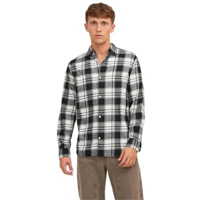JACK & JONES Jorjoshua Chemise à carreaux pour homme, Cloud Dancer, S JACK & JONES Jorjoshua Chemise à carreaux pour homme, Cloud Dancer, S