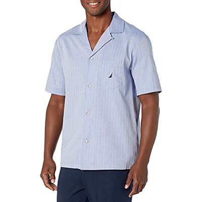 Nautica Haut de pyjama à manches courtes pour homme, 100% coton, tissage doux, avec boutonnière (lot de 1) Nautica Haut de pyjama à manches courtes pour homme, 100% coton, tissage doux, avec boutonnière (lot de 1)