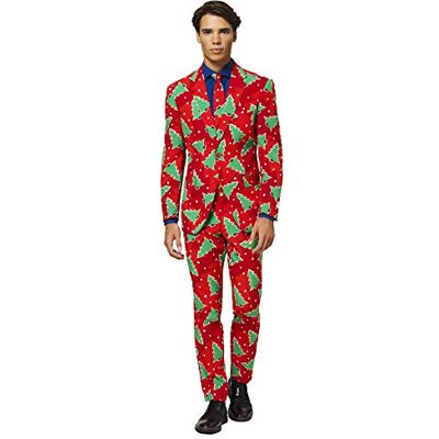OppoSuits Costumes de Noël amusants Ensemble complet : veste, pantalon et cravate (pin fin, 46), Pin fin, 56 OppoSuits Costumes de Noël amusants Ensemble complet : veste, pantalon et cravate (pin fin, 46), Pin fin, 56